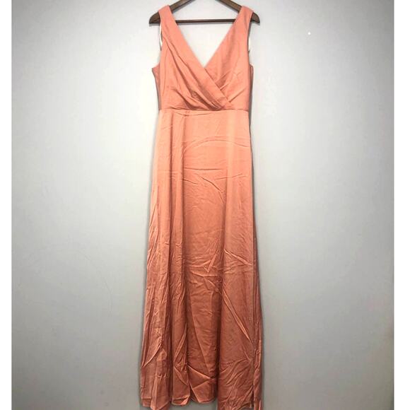 BHLDN x Donna Morgan Sabine Satin Maxi Mauve Dress US 10 - Picture 3 of 10